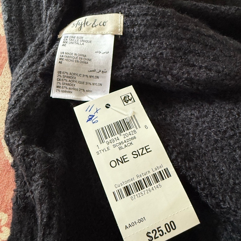 NWT Style & Co. by Macy's Navy Lightweight Knit Winter Scarf Approx 11x76 - Picture 2 of 5